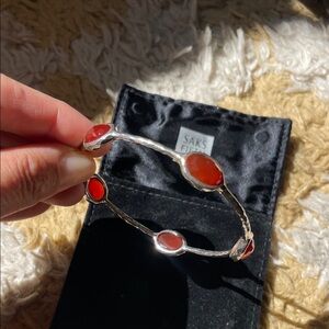 Ippolita Rock Candy, Sterling Bracelet with 5 Deep Orange-Red Gemstone Stations